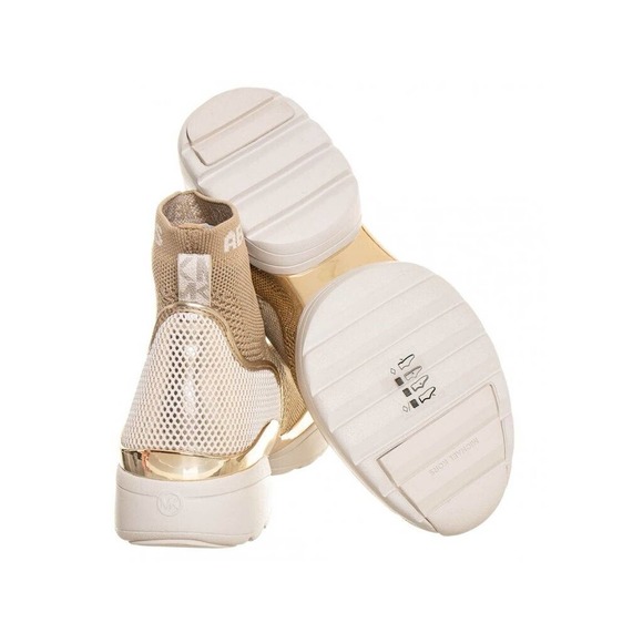 Michael Kors Robbie Stretch Knit MK Logo Bootie Boot Sneaker Khaki 6.5/7 Nib$245 - Picture 4 of 9